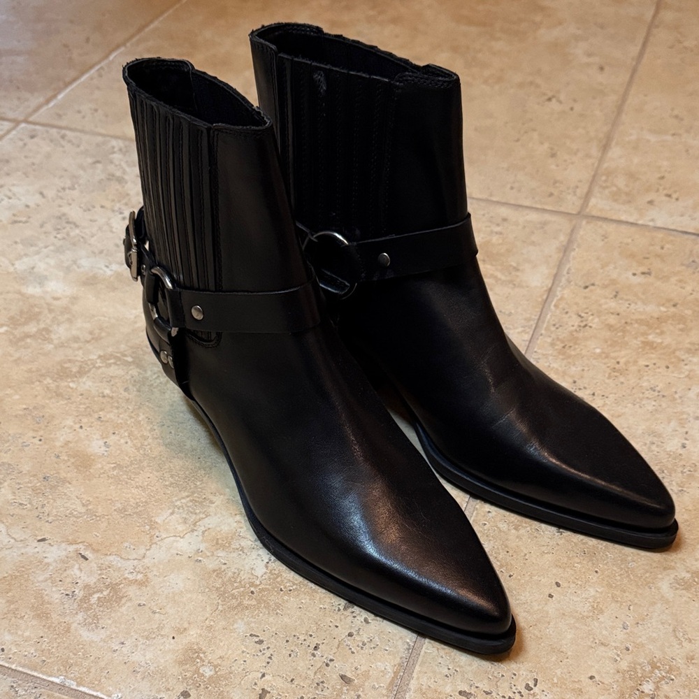Zara Black Leather Men's Ankle Boots